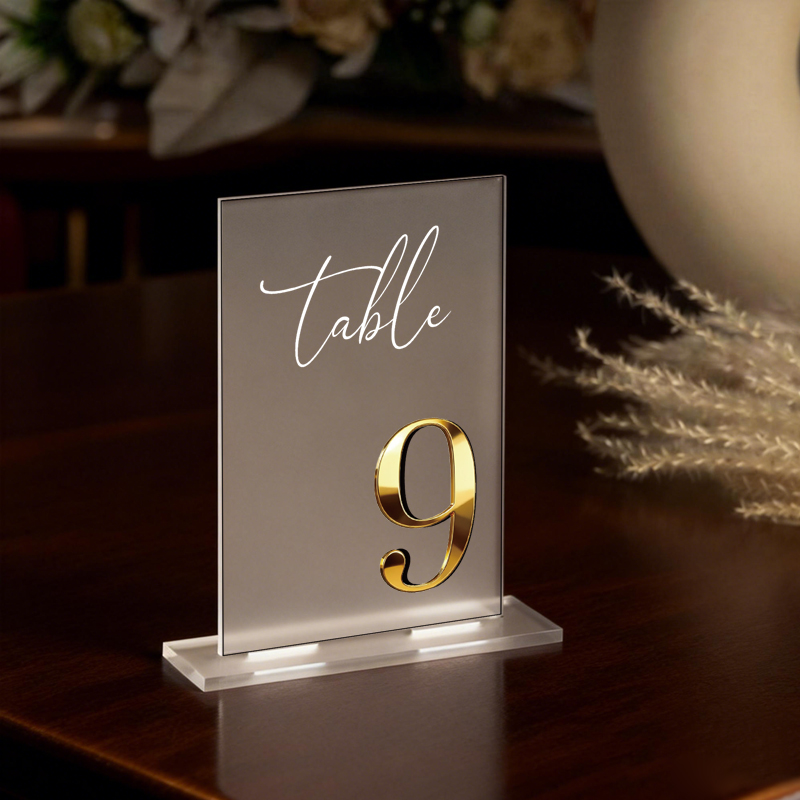 Table Number Gold - Nomor Meja Akrilik Dekorasi Nomor Meja