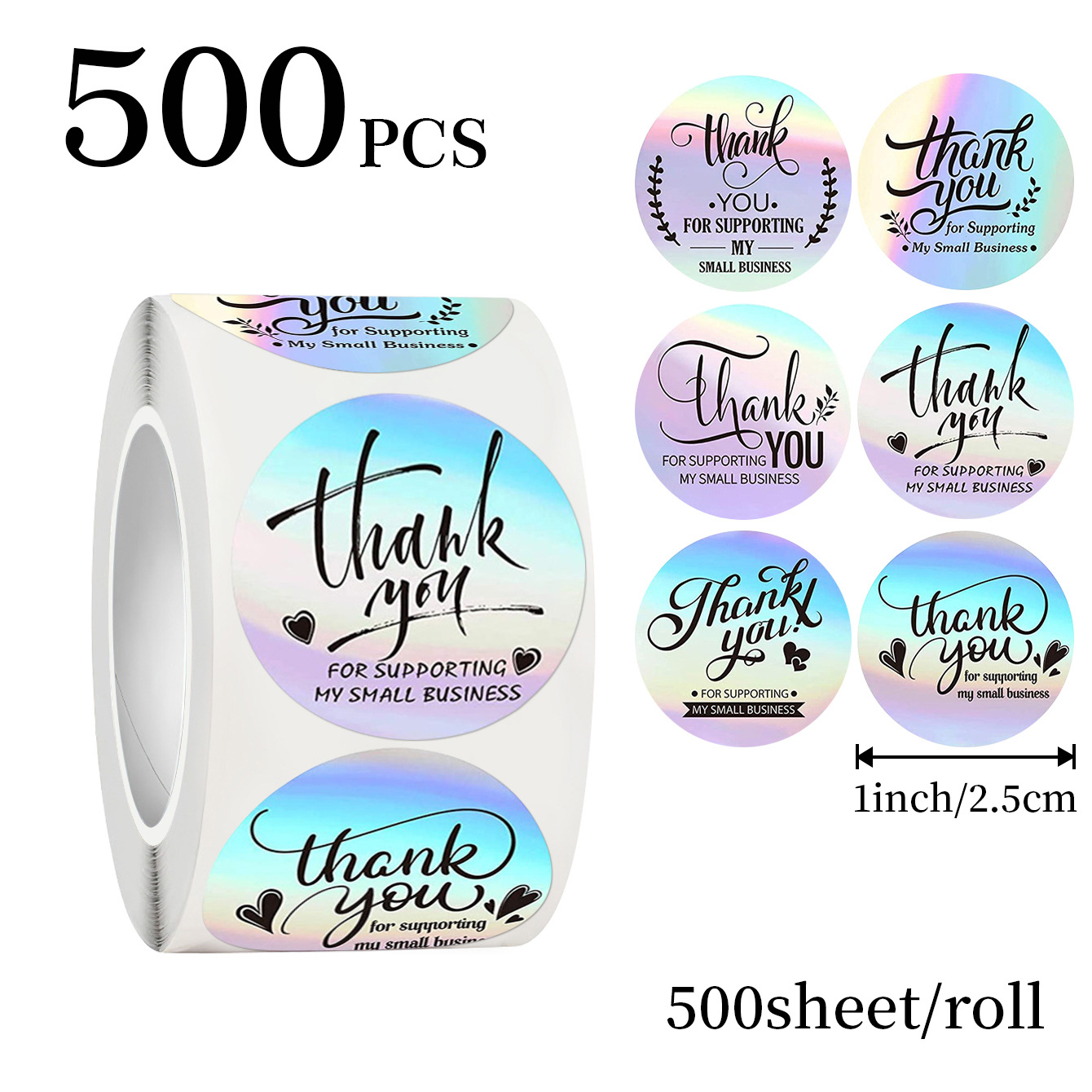 Wedding Souvenir - JCAC 500pcs/roll Stiker Holografik Terima Kasih