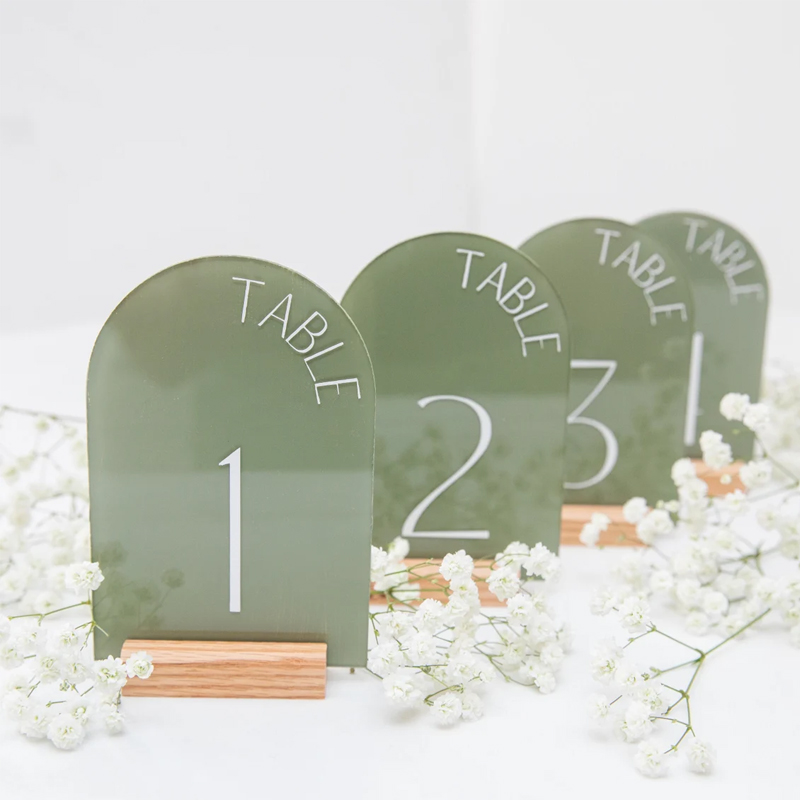 Table Number Gold - Nomor Meja Pernikahan Akrilik Bagian Belakang