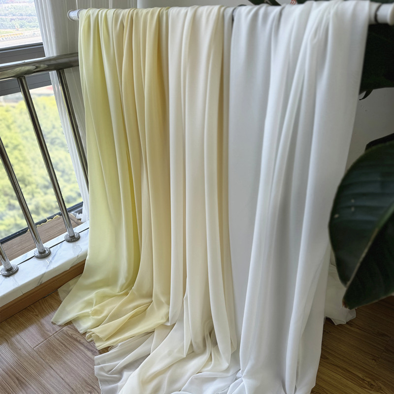 Wedding Backdrop Curtain - Kain sifon kuning putih dekorasi pesta