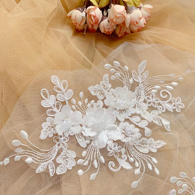 Wedding Supply Online - Garis perbatasan renda mutiara, bunga cermin