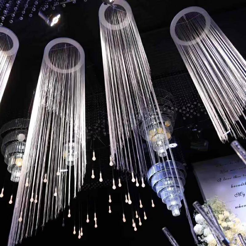 3PCS Tirai Garis Putih Terenkr - Wedding Backdrop Curtain ulasan dan harga