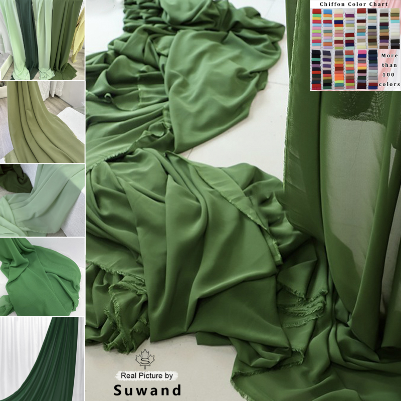 Kain sifon hijau zaitun dekora - Wedding Backdrop Curtain ulasan dan harga