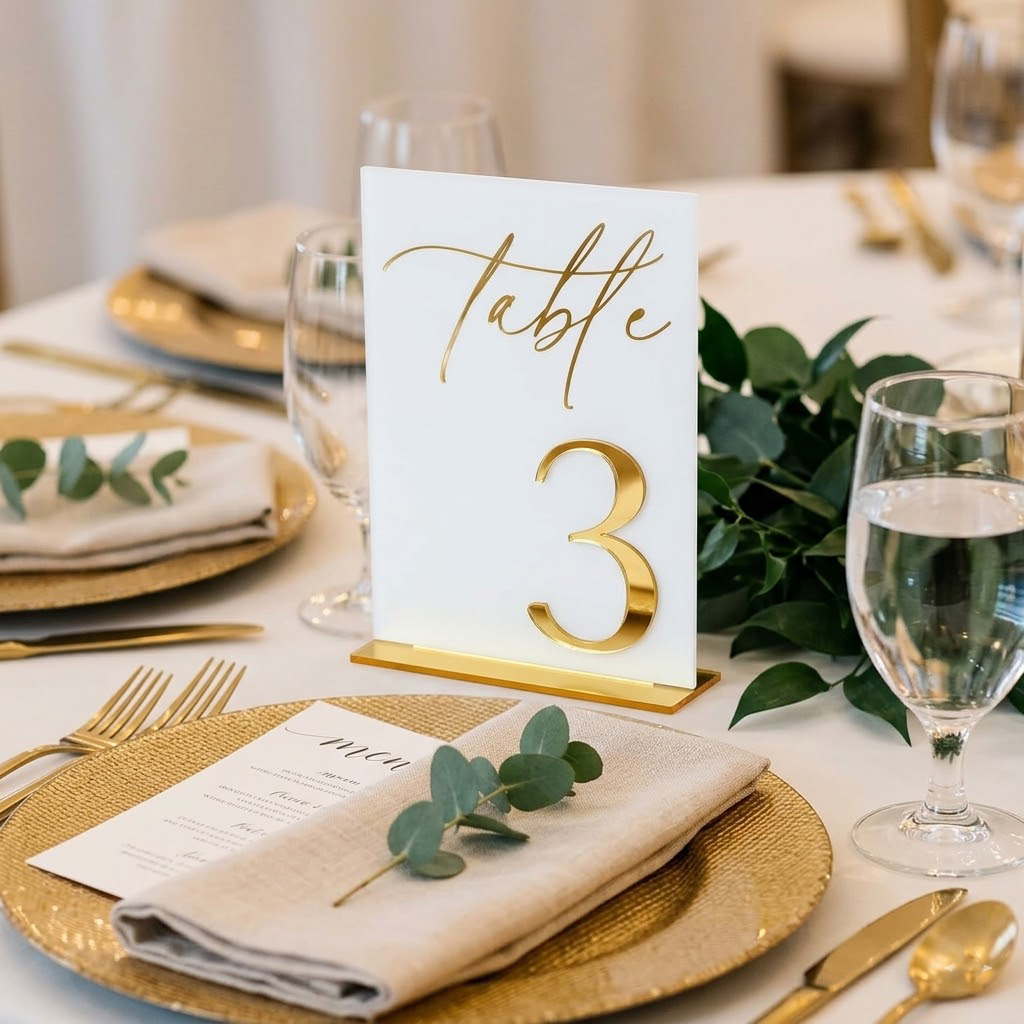 Nomor Meja Pernikahan 1-10 den - Table Number Gold ulasan dan harga