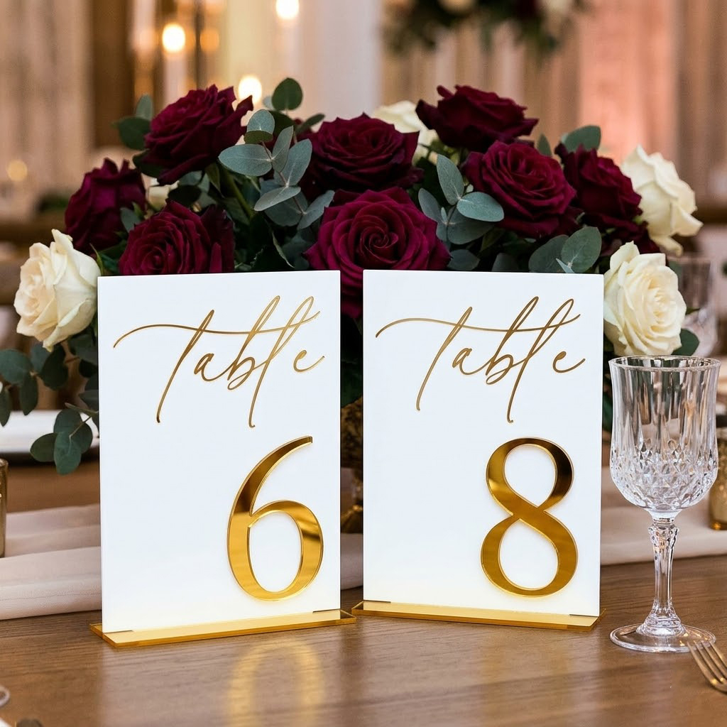 Nomor Meja Pernikahan 1-10 den - Table Number Gold ulasan dan harga