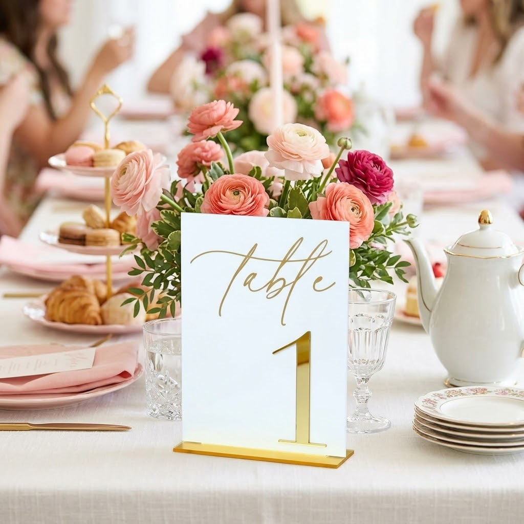 Nomor Meja Pernikahan 1-10 den - Table Number Gold ulasan dan harga