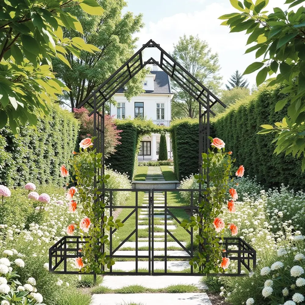 Lengkungan Taman Logam Hitam T - Wedding Support ulasan dan harga