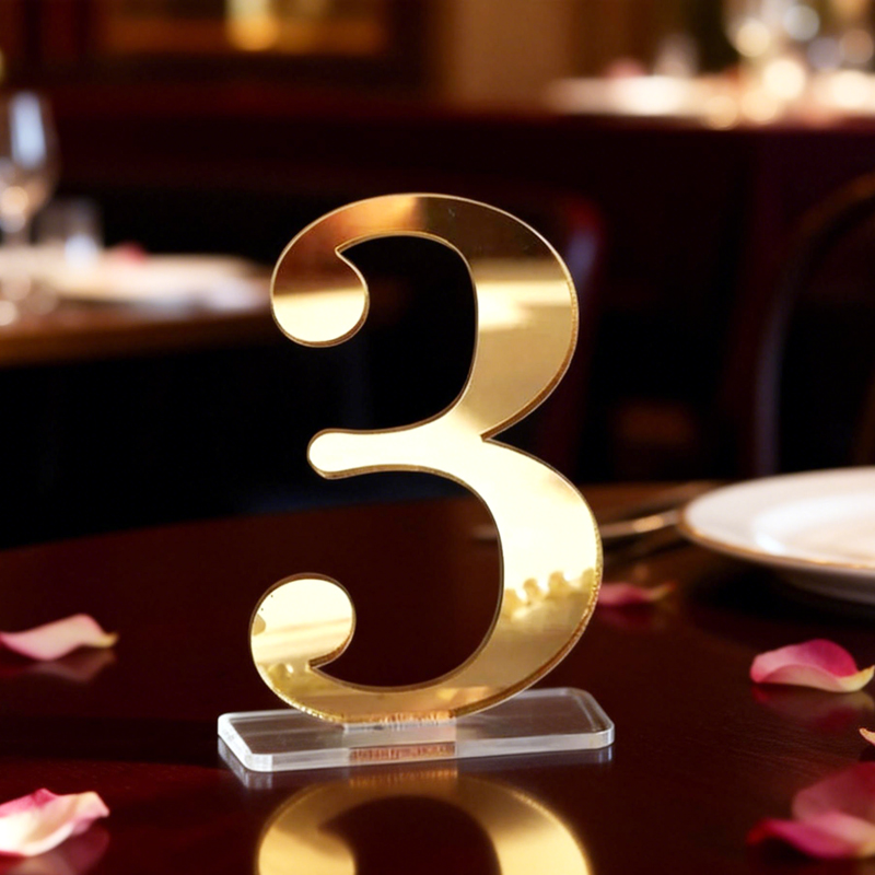 Nomor Meja Pernikahan dengan P - Table Number Gold ulasan dan harga