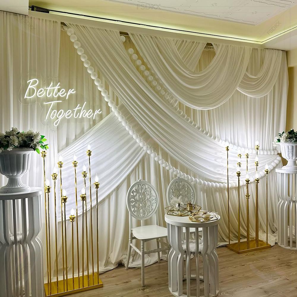 FSDKX Kain Sutra Es Putih Mura - Wedding Backdrop Curtain ulasan dan harga