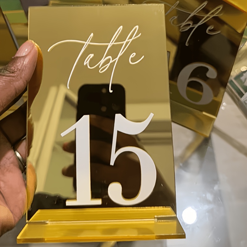Nomor Meja Akrilik Cermin Emas - Table Number Gold ulasan dan harga