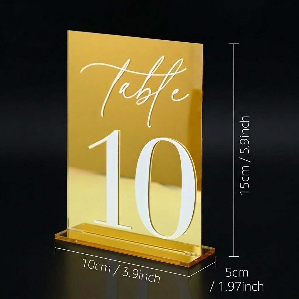 Nomor Meja Akrilik Cermin Emas - Table Number Gold ulasan dan harga