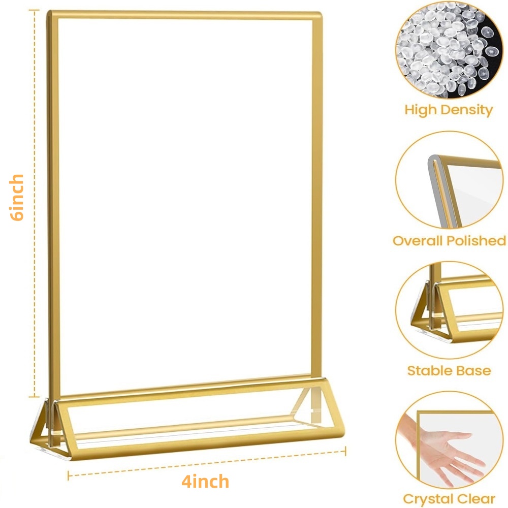 6 Paket Bingkai Akrilik Emas 4 - Table Number Gold ulasan dan harga