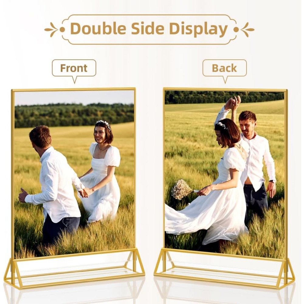 6 Paket Bingkai Akrilik Emas 4 - Table Number Gold ulasan dan harga