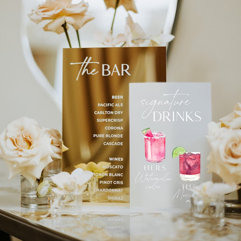 Tanda minuman khas, minuman di - Table Number Gold ulasan dan harga