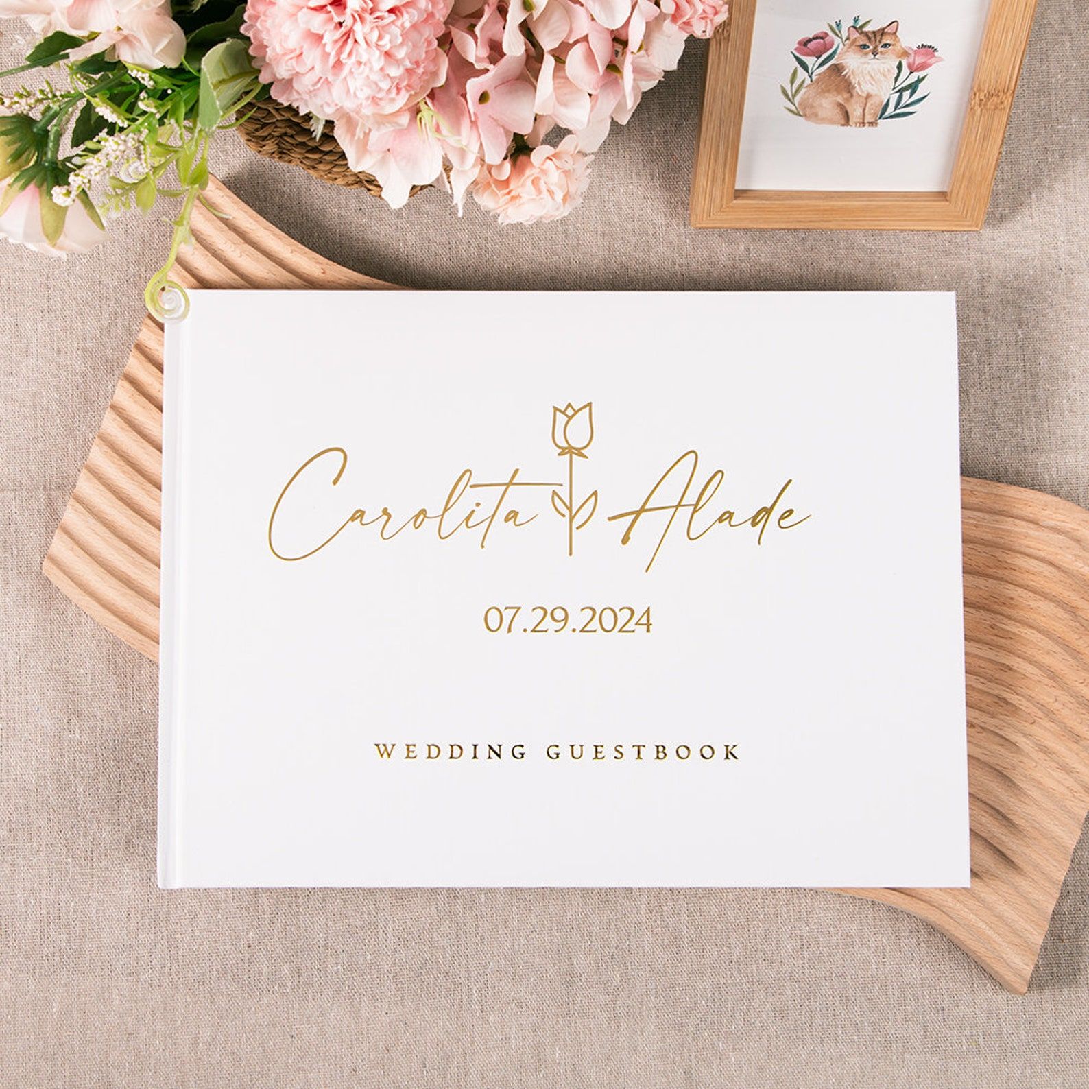 Buku tamu pernikahan kustom bu - Personalized Guest Book ulasan dan harga