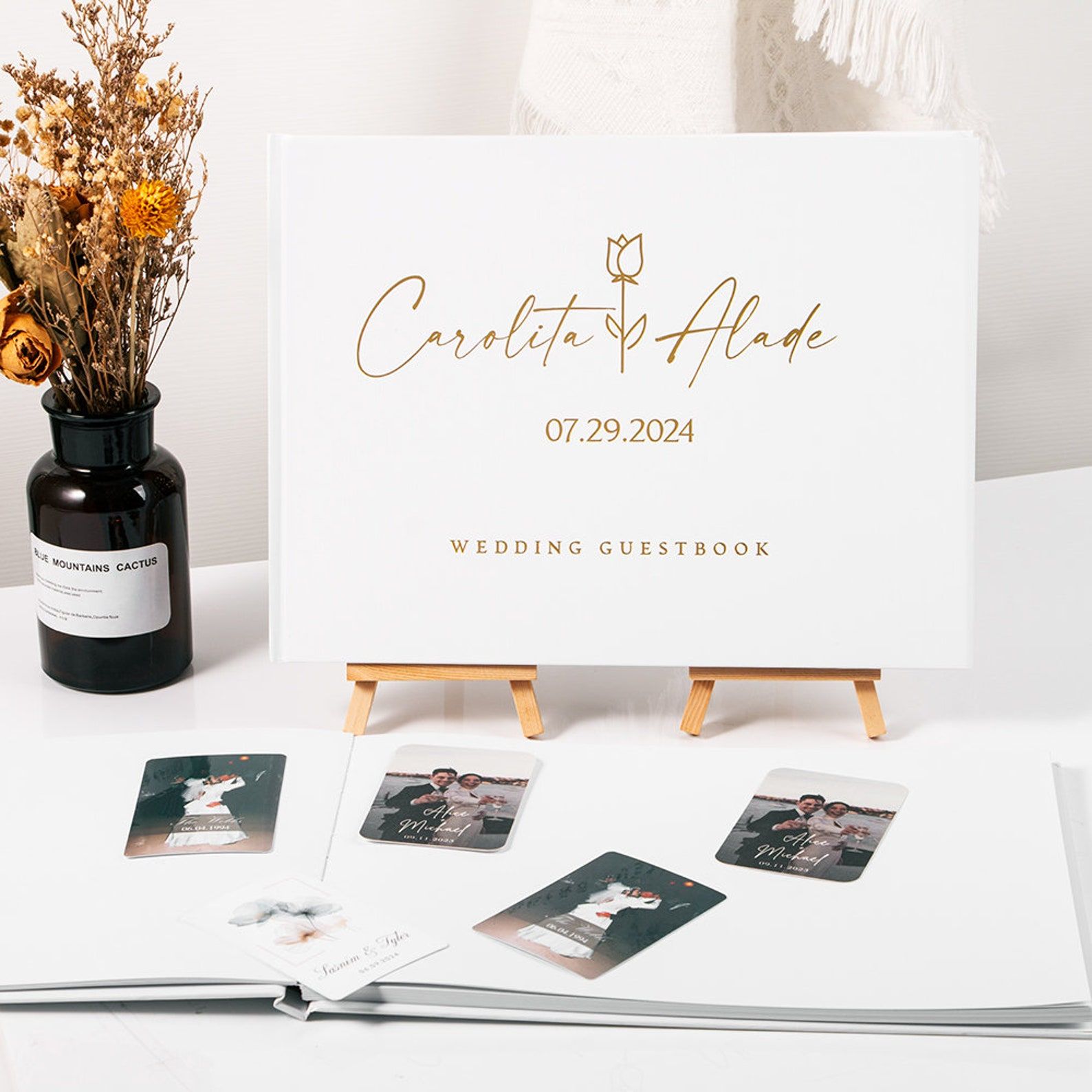Buku tamu pernikahan kustom bu - Personalized Guest Book ulasan dan harga